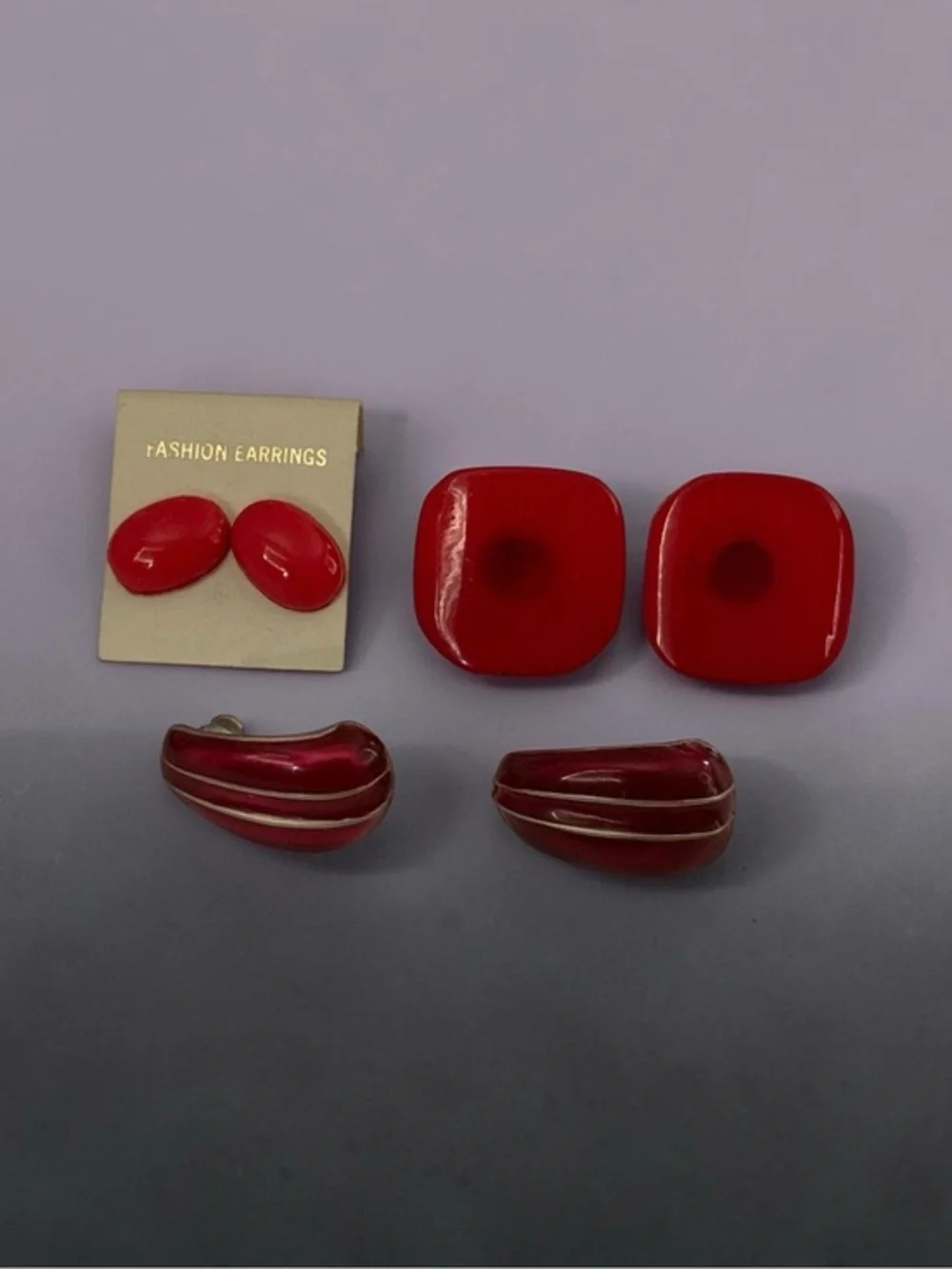 🫶🏻 3 Pair Red Stud Earring Sets